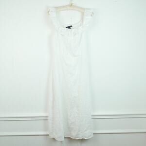 Saks Fifth Avenue Small Linen Midi Dress White Ruffle Dainty Cottagecore Girlie